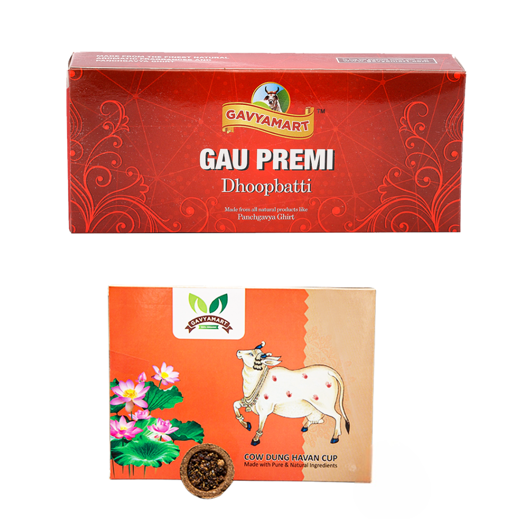 Gau Prem Dhoopbati Pack of 3 + Havan Cups