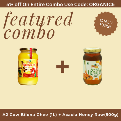 A2 Cow Bilona Ghee (1L) + Acacia Honey Raw(500g)