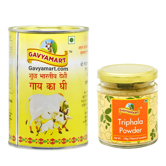 Gavyamart A2 Desi Cow Bilona Ghee 1L + Triphala Churna Combo